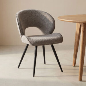 LABEL51 Eetkamerstoel Sakura - Mushroom - Royal Boucle - Zwart Metaal