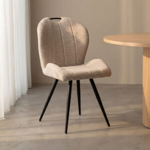 LABEL51 Eetkamerstoel Silly - Naturel - Royal Boucle - Zwart Metaal