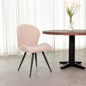 LABEL51 Eetkamerstoel Sil - Naturel - Royal Boucle - Zwart Metaal