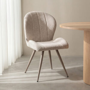 LABEL51 Eetkamerstoel Sil - Naturel - Royal Boucle - Taupe Metaal