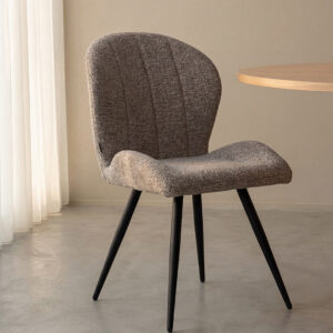 LABEL51 Eetkamerstoel Sil - Mushroom - Royal Boucle - Zwart Metaal