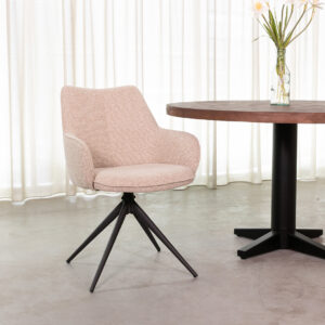LABEL51 Eetkamerstoel Sawa - Naturel - Royal Boucle - Zwart Metaal