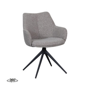 LABEL51 Eetkamerstoel Sawa - Mushroom - Royal Boucle - Zwart Metaal