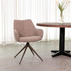 LABEL51 Eetkamerstoel Sawa - Mushroom - Royal Boucle - Brons Metaal