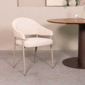 LABEL51 Eetkamerstoel Sora - Naturel - Royal Boucle - Taupe Metaal