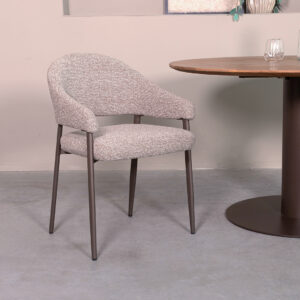 LABEL51 Eetkamerstoel Sora - Mushroom - Royal Boucle - Brons Metaal