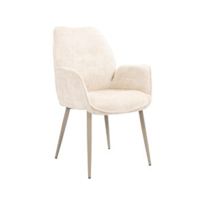 LABEL51 Eetkamerstoel Mayson - Naturel - Cremona - Taupe Metaal