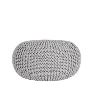 LABEL51 Poefs Knitted - Lichtgrijs - Katoen - L