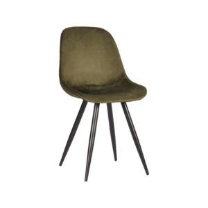 LABEL51 Eetkamerstoel Capri - Army - Fluweel - Zwart Metaal