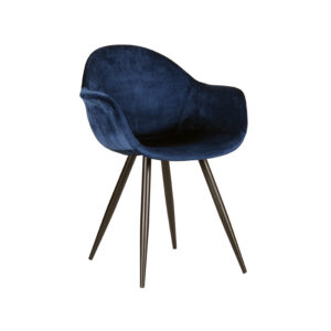LABEL51 Eetkamerstoel Forli - Blauw - Fluweel - Zwart Metaal