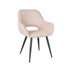 LABEL51 Eetkamerstoel Fer - Naturel - Boucle - Zwart Metaal