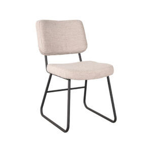 LABEL51 Eetkamerstoel Noah - Naturel - Boucle - Zwart Metaal