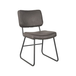 LABEL51 Eetkamerstoel Noah - Antraciet - Micro Suede - Zwart Metaal