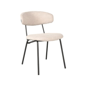 LABEL51 Eetkamerstoel Zack - Naturel - Boucle - Zwart Metaal