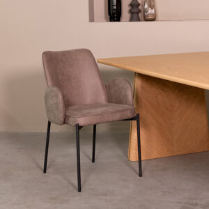 LABEL51 Eetkamerstoel Joni - Taupe - Micro Suede - Zwart Metaal