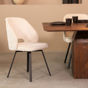 LABEL51 Eetkamerstoel Lewis - Creme - Elegance - Zwart Metaal