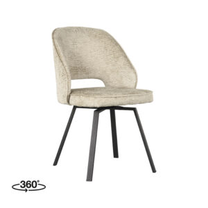 LABEL51 Eetkamerstoel Lewis - Beige - Elegance - Zwart Metaal