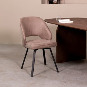 LABEL51 Eetkamerstoel Lewis - Taupe - Micro Suede - Zwart Metaal