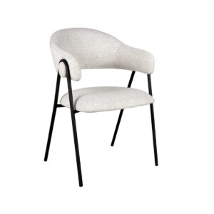 LABEL51 Eetkamerstoel Lowen - Champagne - Boucle - Zwart Metaal