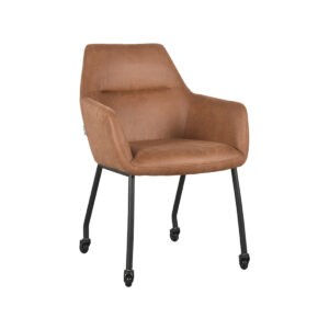 LABEL51 Eetkamerstoel Lenny - Cognac - Micro Suede - Zwart Metaal