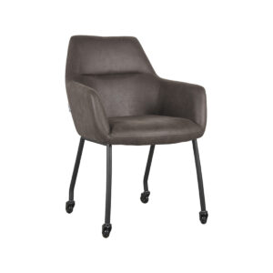 LABEL51 Eetkamerstoel Lenny - Antraciet - Micro Suede - Zwart Metaal