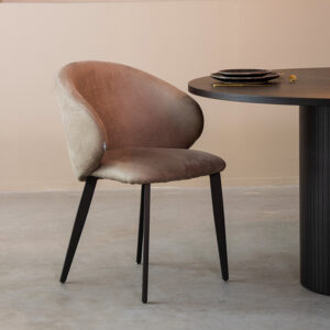 LABEL51 Eetkamerstoel Logan - Taupe - Micro Suede - Zwart Metaal