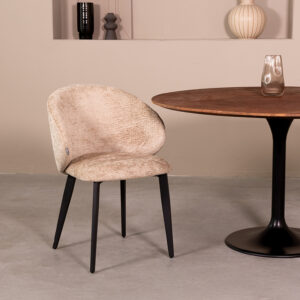 LABEL51 Eetkamerstoel Logan - Beige - Elegance - Zwart Metaal