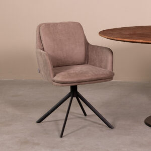 LABEL51 Eetkamerstoel Joy - Taupe - Micro Suede - Zwart Metaal