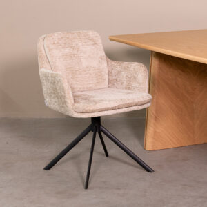 LABEL51 Eetkamerstoel Joy - Beige - Elegance - Zwart Metaal