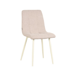 LABEL51 Eetkamerstoel Nino - Naturel - Boucle - Wit Metaal