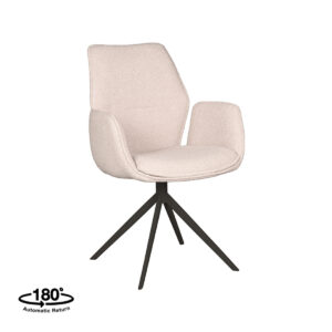 LABEL51 Eetkamerstoel Mellow - Naturel - Boucle - Zwart Metaal