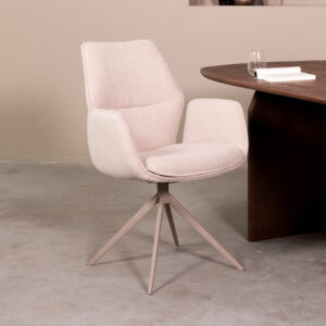 LABEL51 Eetkamerstoel Mellow - Naturel - Boucle - Taupe Metaal