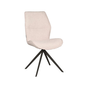 LABEL51 Eetkamerstoel Comfy - Naturel - Boucle - Zwart Metaal