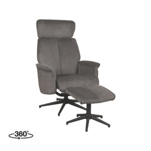 LABEL51 Fauteuil Verdal antraciet cosmo incl. hocker kopen
