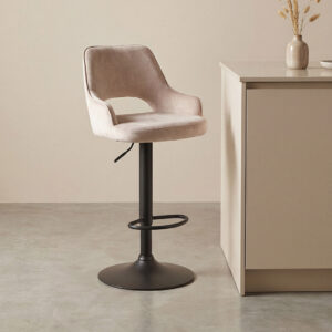 LABEL51 Barkruk Fer - Naturel - Velours - Gaslift