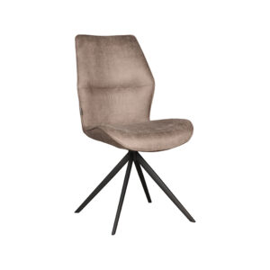 LABEL51 Eetkamerstoel Comfy - Taupe - Micro Suede - Zwart Metaal