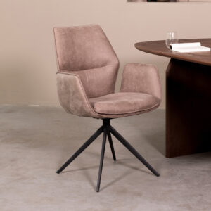 LABEL51 Eetkamerstoel Mellow - Taupe - Micro Suede - Zwart Metaal