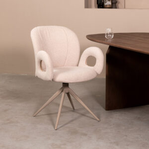 LABEL51 Eetkamerstoel Neo - Naturel - Boucle - Taupe Metaal