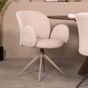 LABEL51 Eetkamerstoel Kimball - Naturel - Boucle - Taupe Metaal