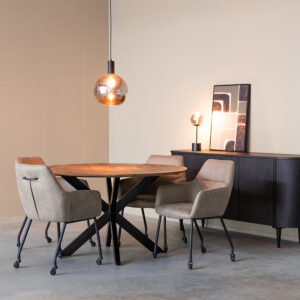 LABEL51 Eetkamertafel Otis - Brown Espresso - Mangohout - 130 cm - Rond