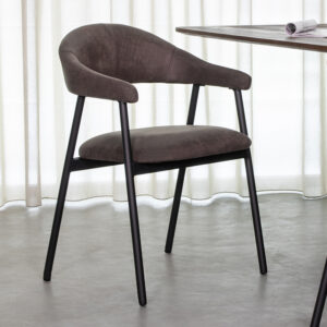 LABEL51 Eetkamerstoel Amaze - Antraciet - Micro Suede - Zwart Metaal