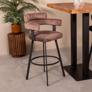 LABEL51 Barkruk Bardio - Taupe - Fluweel - Hoog