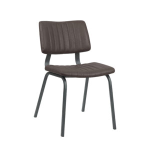 LABEL51 Eetkamerstoel Gusto - Donkerbruin - Kunstleder - Zwart Metaal
