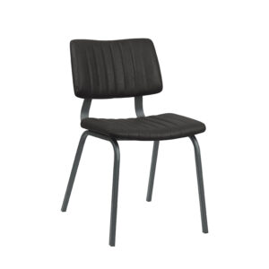 LABEL51 Eetkamerstoel Gusto - Zwart - Kunstleder - Zwart Metaal