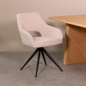 LABEL51 Eetkamerstoel Finley - Naturel - Boucle - Zwart Metaal