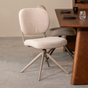 LABEL51 Eetkamerstoel Geneva - Naturel - Royal Boucle - Taupe Metaal