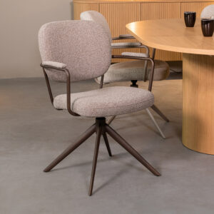 LABEL51 Eetkamerstoel Basel - Mushroom - Royal Boucle - Brons Metaal