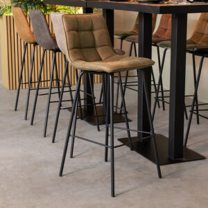 LABEL51 Barkruk Bistro - Moss - Micro Suede - Hoog