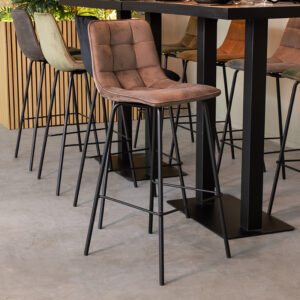 LABEL51 Barkruk Bistro - Taupe - Fluweel - Hoog