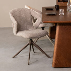 LABEL51 Eetkamerstoel Zurich - Mushroom - Royal Boucle - Brons Metaal
